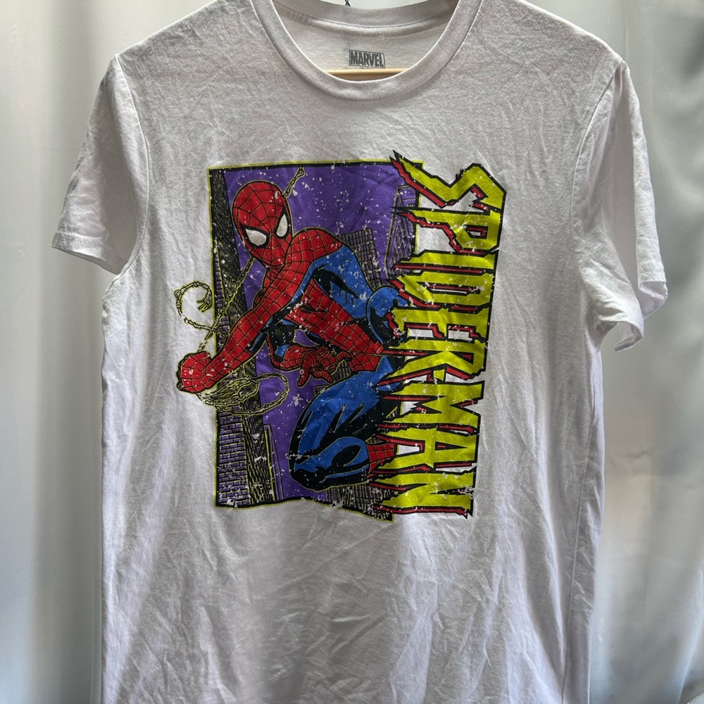 Marvel Spider-Man White Tee with Purple and Yellow Accents